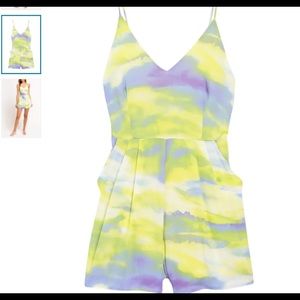 Lush open back multicolor print romper